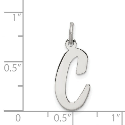 Sterling Silver Rhodium-Plated Script Letter C Initial Charm