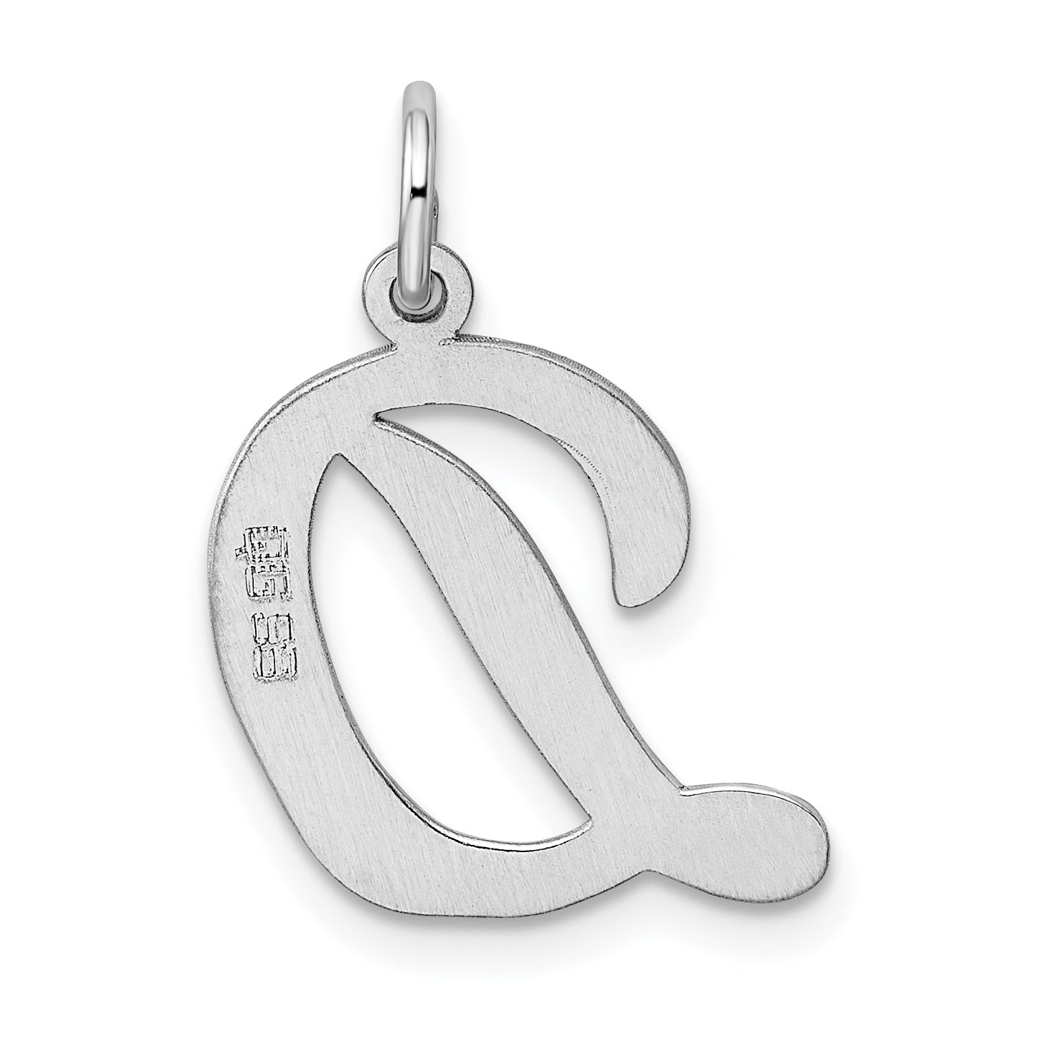 Sterling Silver Rhodium-Plated Script Letter D Initial Charm