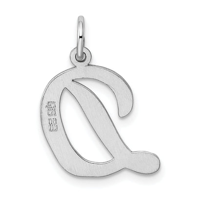 Sterling Silver Rhodium-Plated Script Letter D Initial Charm