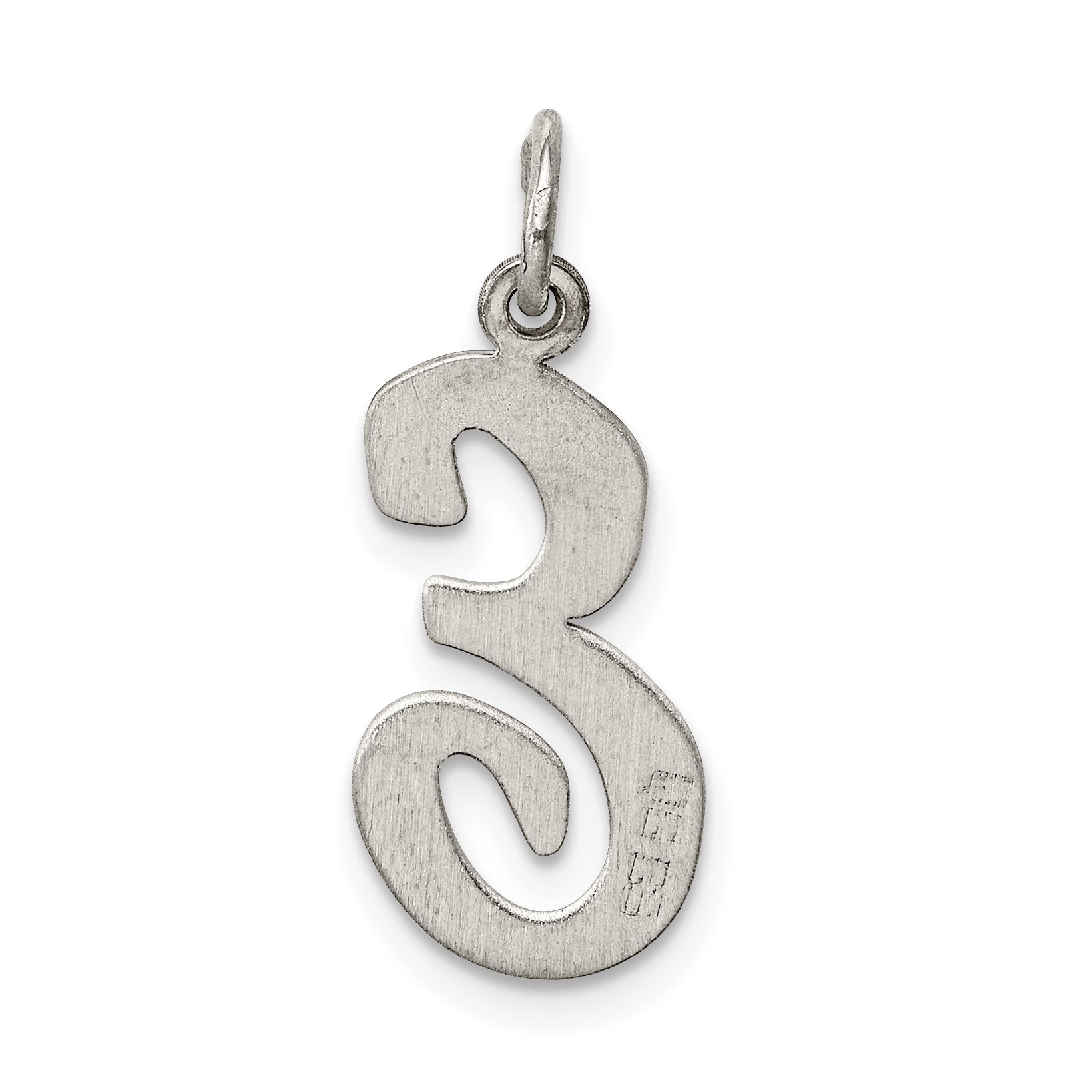 Sterling Silver Rhodium-Plated Script Letter E Initial Charm