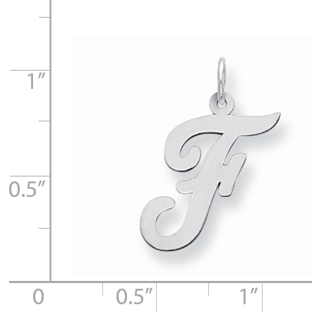 Sterling Silver Rhodium-Plated Script Letter F Initial Charm
