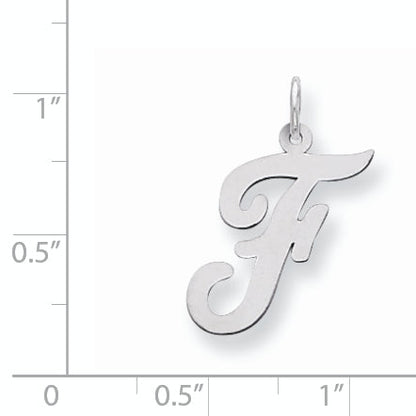Sterling Silver Rhodium-Plated Script Letter F Initial Charm