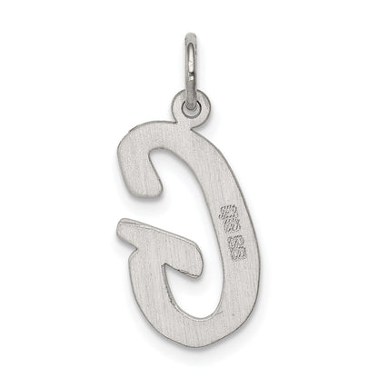 Sterling Silver Rhodium-Plated Script Letter G Initial Charm