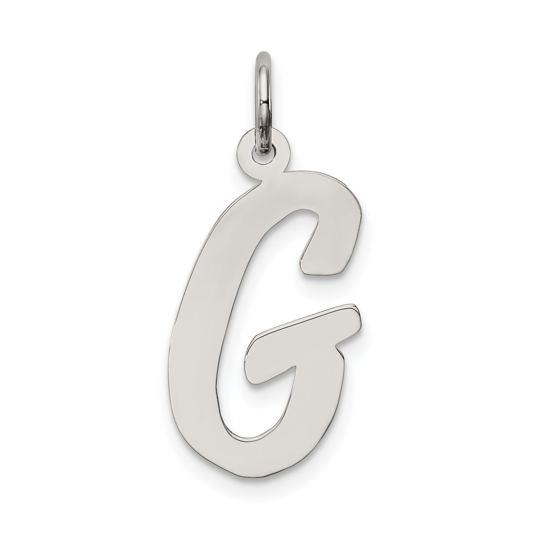 Sterling Silver Rhodium-Plated Script Letter G Initial Charm