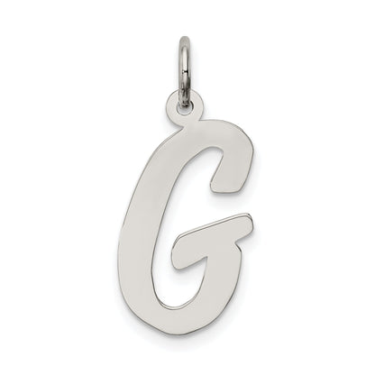 Sterling Silver Rhodium-Plated Script Letter G Initial Charm
