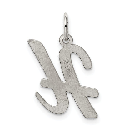 Sterling Silver Rhodium-Plated Script Letter H Initial Charm