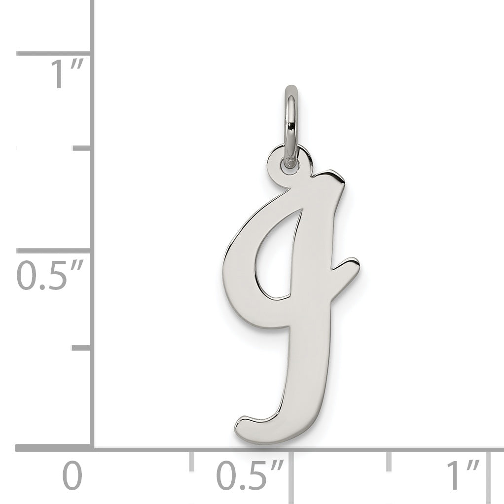Sterling Silver Rhodium-Plated Script Letter I Initial Charm