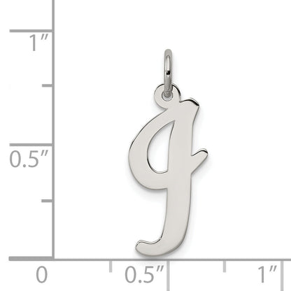 Sterling Silver Rhodium-Plated Script Letter I Initial Charm