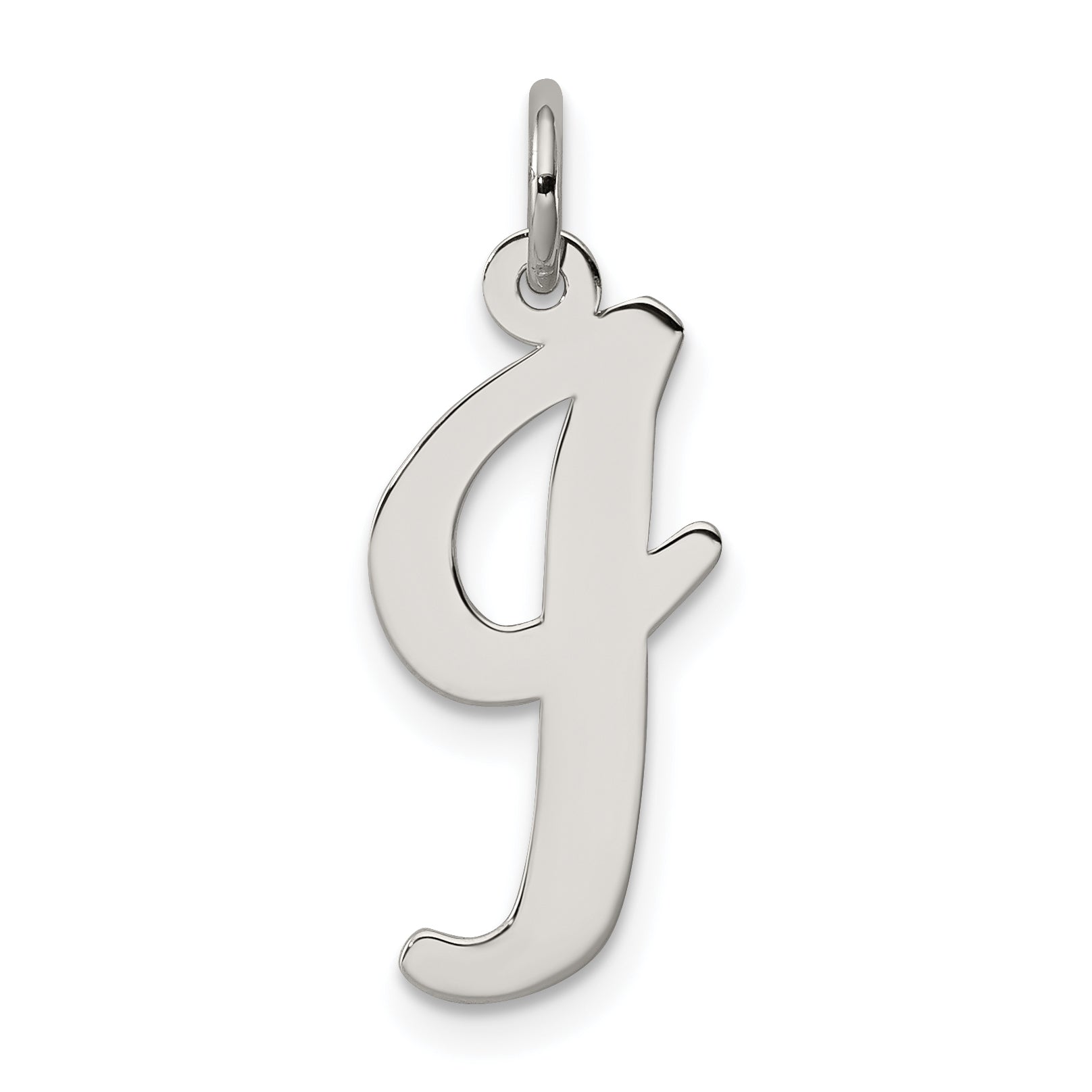 Sterling Silver Rhodium-Plated Script Letter I Initial Charm