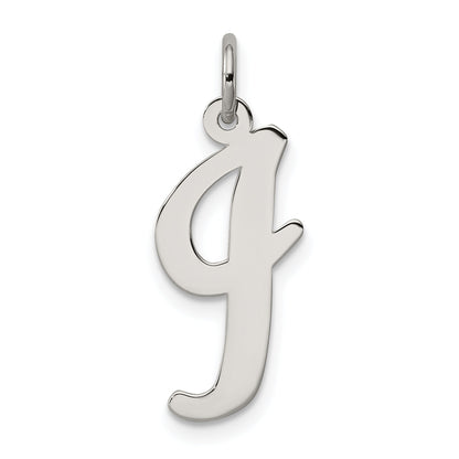 Sterling Silver Rhodium-Plated Script Letter I Initial Charm
