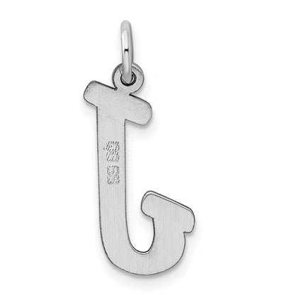 Sterling Silver Rhodium-Plated Script Letter J Initial Charm
