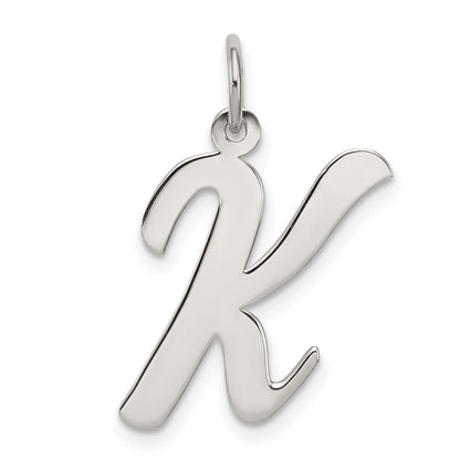 Sterling Silver Rhodium-Plated Script Letter K Initial Charm