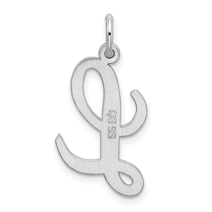 Sterling Silver Rhodium-Plated Script Letter L Initial Charm