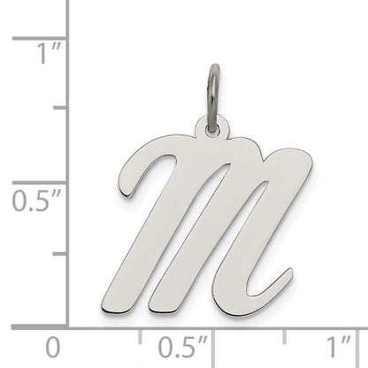 Sterling Silver Rhodium-Plated Script Letter M Initial Charm