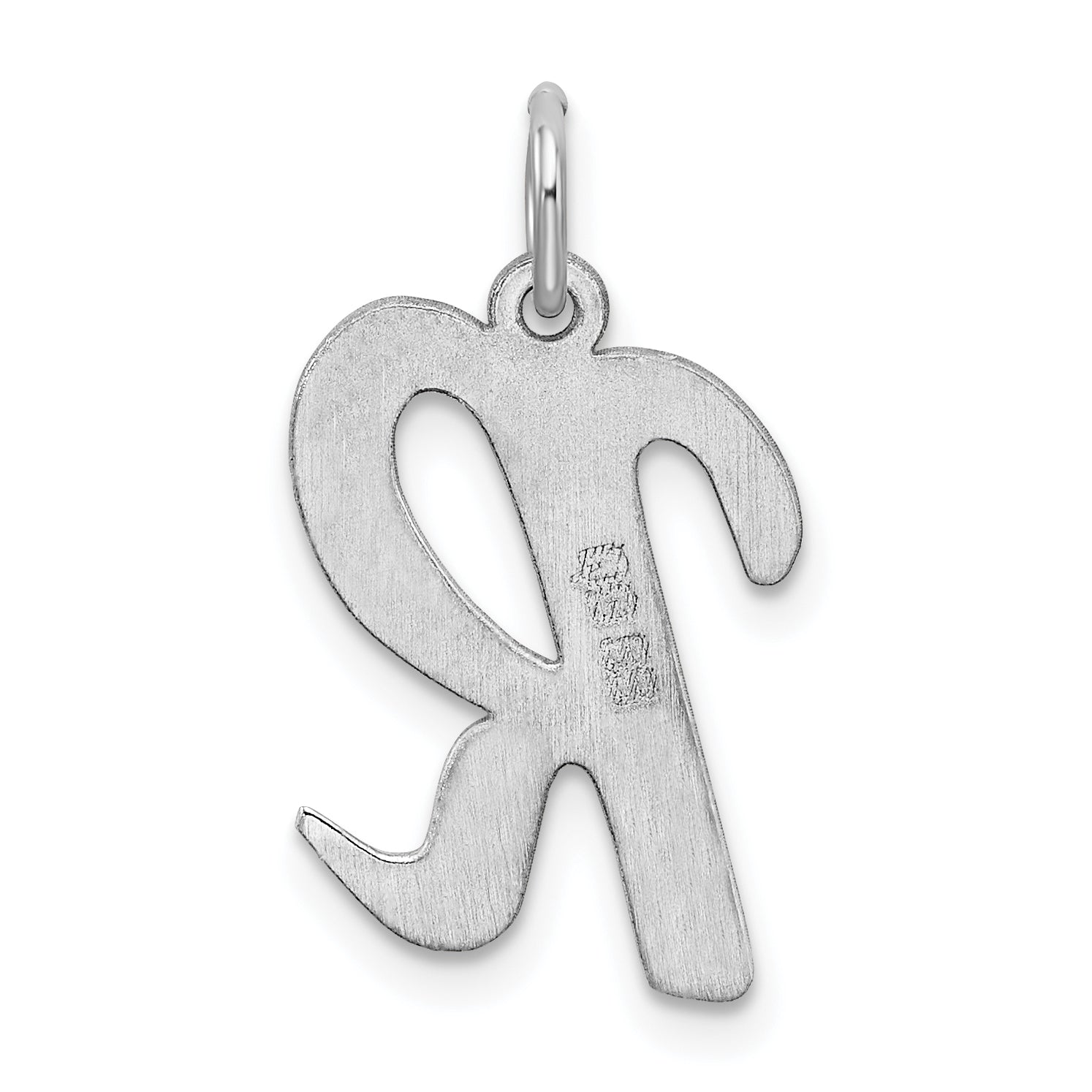 Sterling Silver Rhodium-Plated Script Letter R Initial Charm