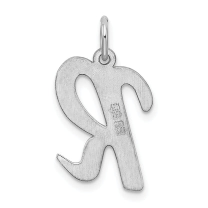 Sterling Silver Rhodium-Plated Script Letter R Initial Charm