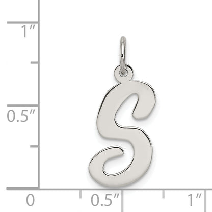 Sterling Silver Rhodium-Plated Script Letter S Initial Charm