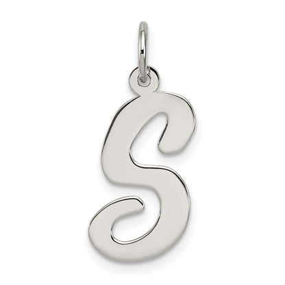 Sterling Silver Rhodium-Plated Script Letter S Initial Charm