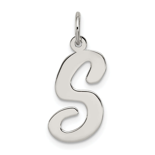 Sterling Silver Rhodium-Plated Script Letter S Initial Charm