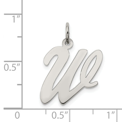Sterling Silver Rhodium-Plated Script Letter W Initial Charm