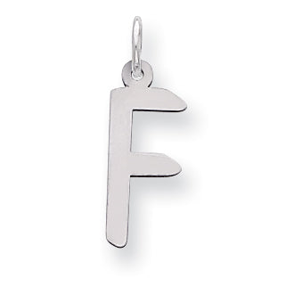 Sterling Silver Large Slanted Block Initial F Charm