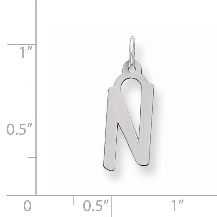 Sterling Silver Large Slanted Block Initial N Charm