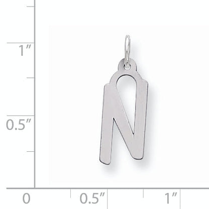 Sterling Silver Large Slanted Block Initial N Charm
