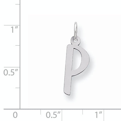 Sterling Silver Large Slanted Block Initial P Charm