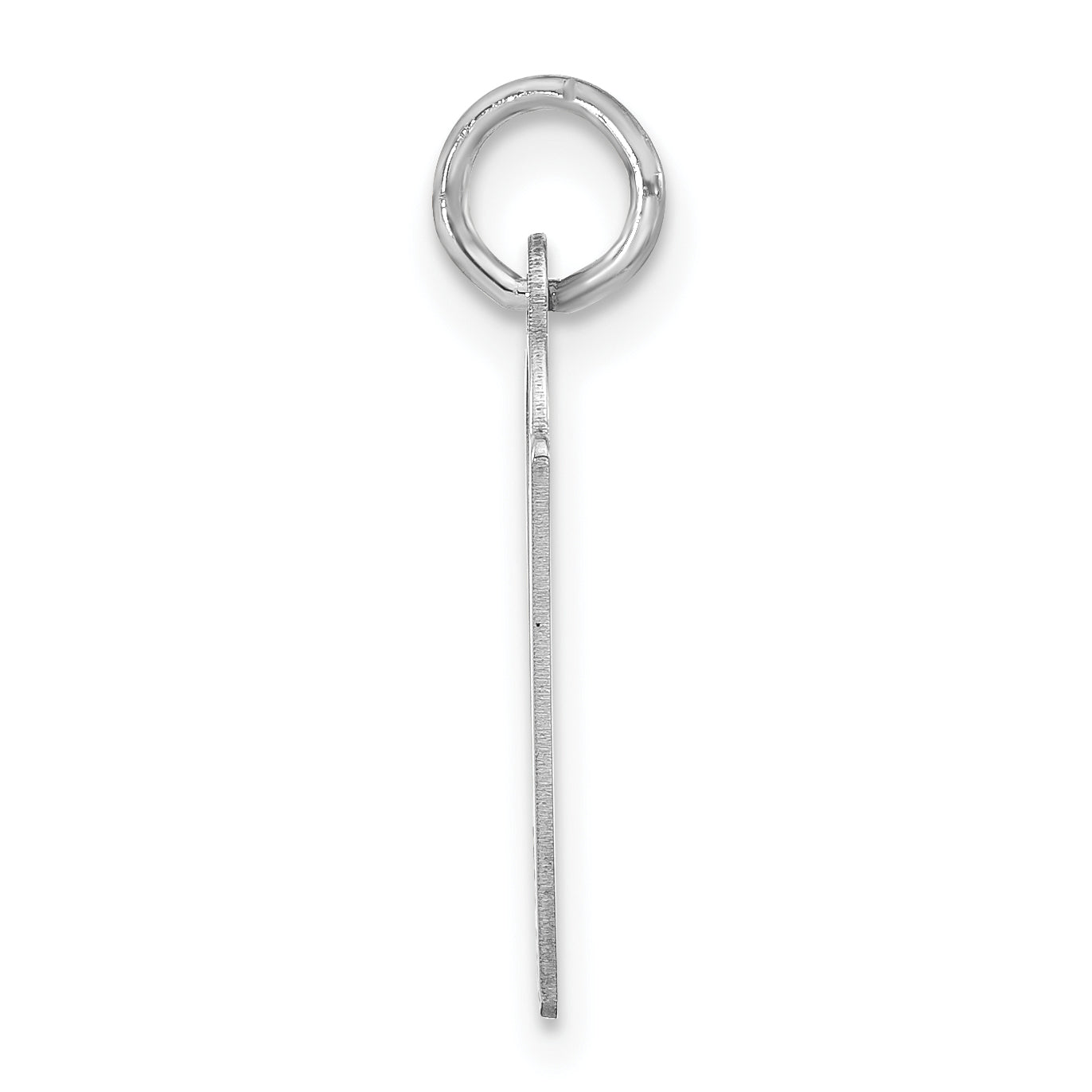 Sterling Silver Polished Large Slanted Block Initial V Charm