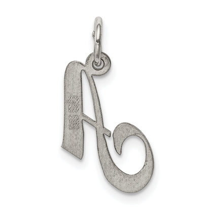 Sterling Silver Rhodium-Plated Fancy Script Letter A Initial Charm