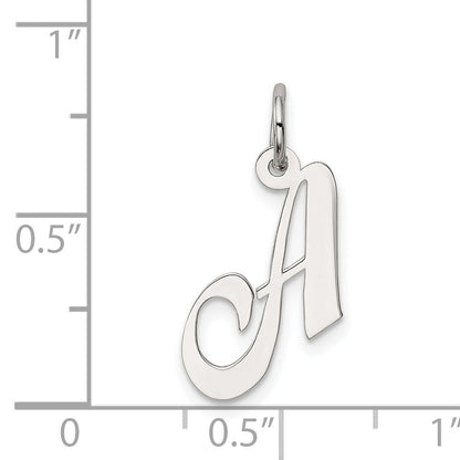 Sterling Silver Rhodium-Plated Fancy Script Letter A Initial Charm