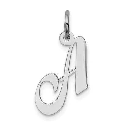 Sterling Silver Rhodium-Plated Fancy Script Letter A Initial Charm