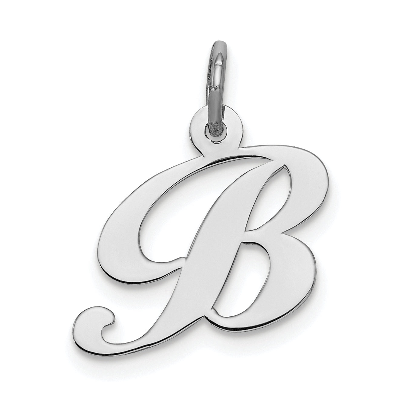Sterling Silver Rhodium-Plated Fancy Script Letter B Initial Charm