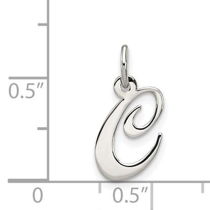 Sterling Silver Rhodium-Plated Fancy Script Letter C Initial Charm