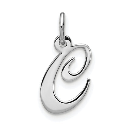 Sterling Silver Rhodium-Plated Fancy Script Letter C Initial Charm