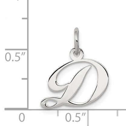 Sterling Silver Rhodium-Plated Fancy Script Letter D Initial Charm