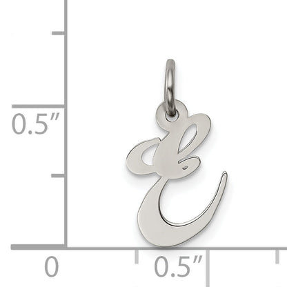 Sterling Silver Rhodium-Plated Fancy Script Letter E Initial Charm