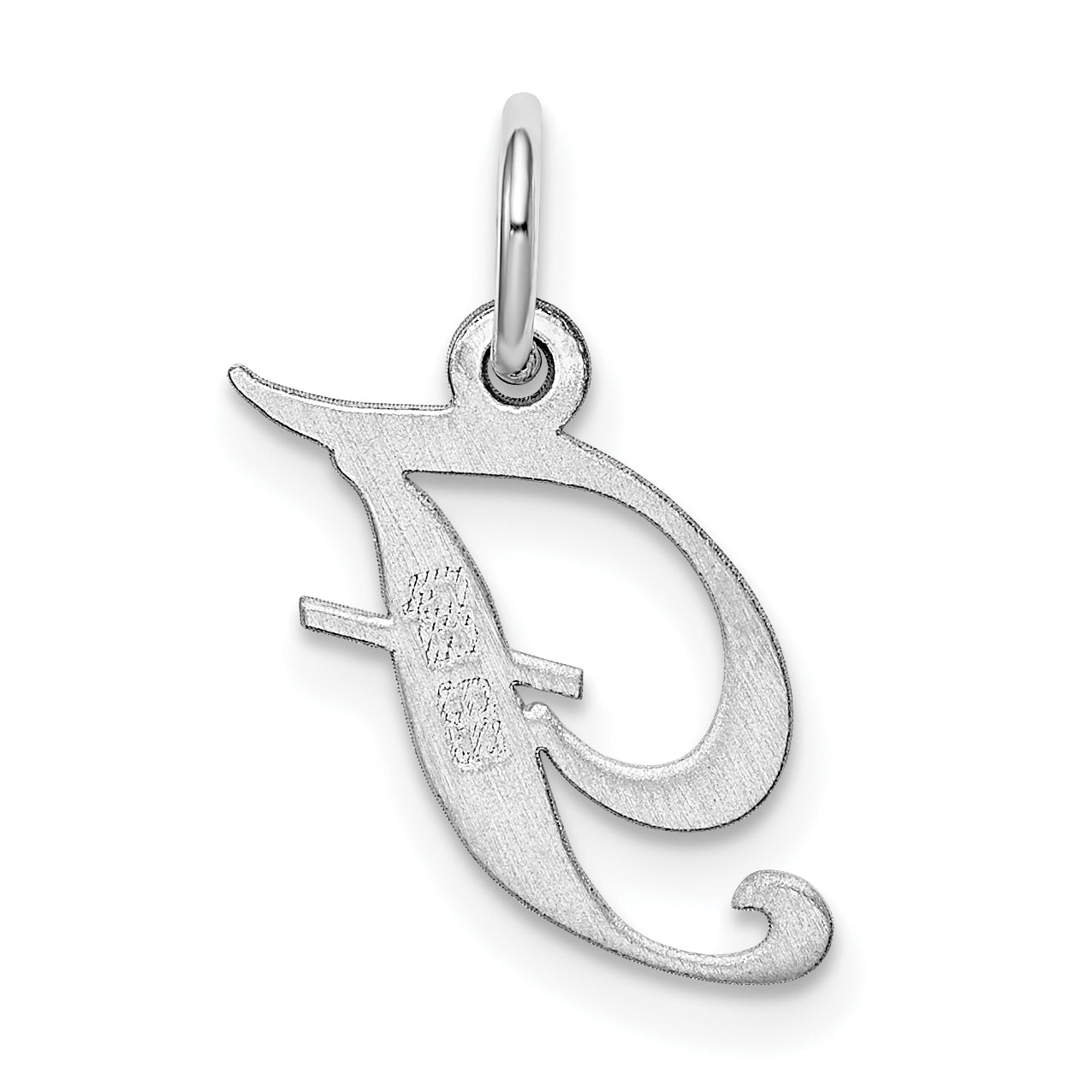 Sterling Silver Rhodium-Plated Fancy Script Letter F Initial Charm