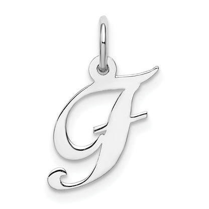 Sterling Silver Rhodium-Plated Fancy Script Letter F Initial Charm