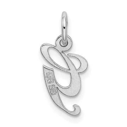 Sterling Silver Rhodium-Plated Fancy Script Letter G Initial Charm