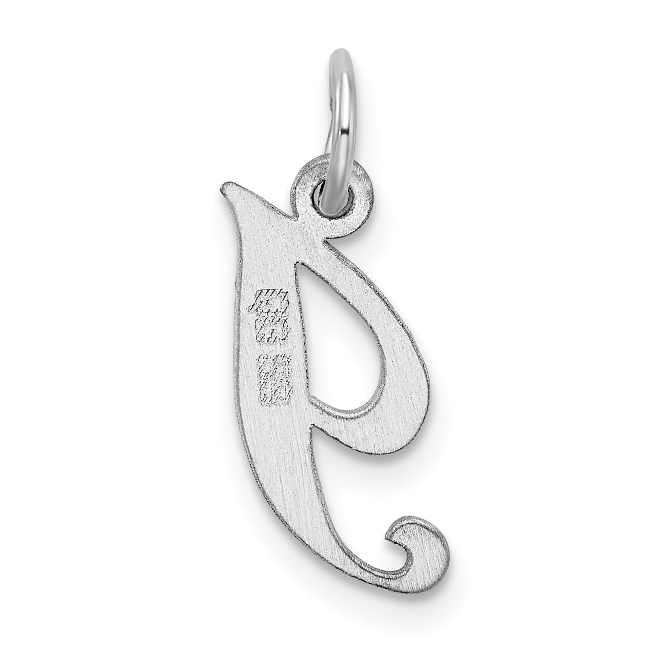 Sterling Silver Rhodium-Plated Fancy Script Letter I Initial Charm