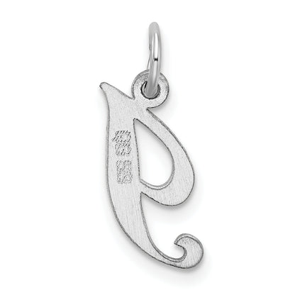 Sterling Silver Rhodium-Plated Fancy Script Letter I Initial Charm