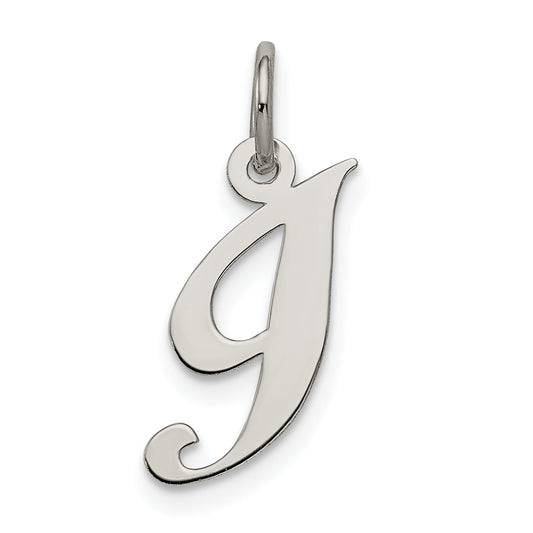 Sterling Silver Rhodium-Plated Fancy Script Letter I Initial Charm