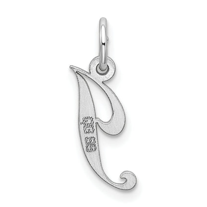 Sterling Silver Rhodium-Plated Fancy Script Letter J Initial Charm