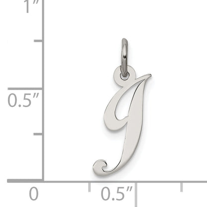 Sterling Silver Rhodium-Plated Fancy Script Letter J Initial Charm