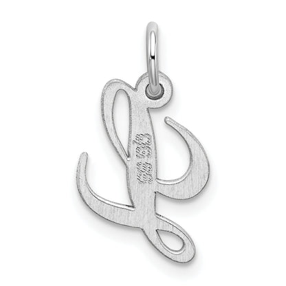 Sterling Silver Rhodium-Plated Fancy Script Letter L Initial Charm