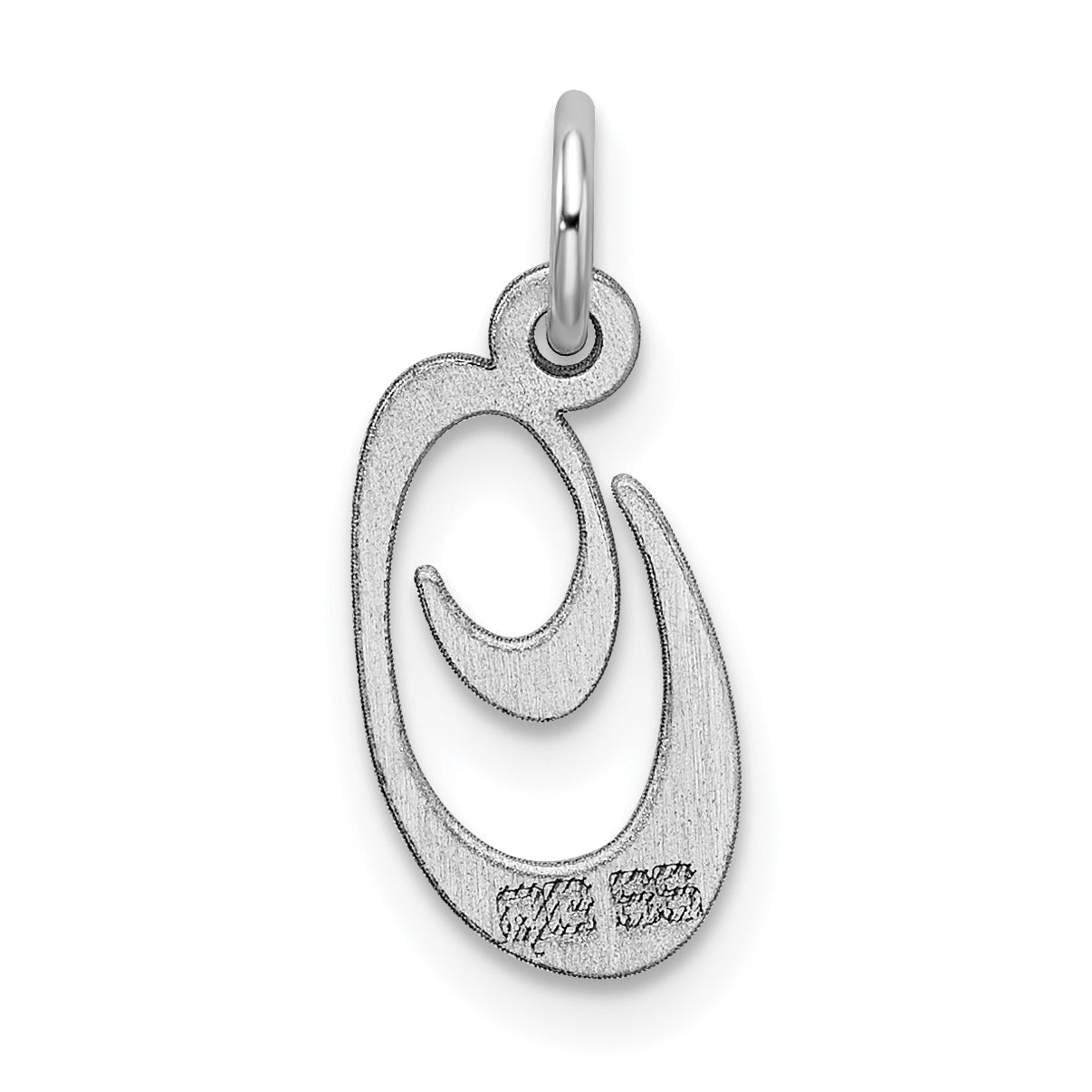 Sterling Silver Rhodium-Plated Fancy Script Letter O Initial Charm