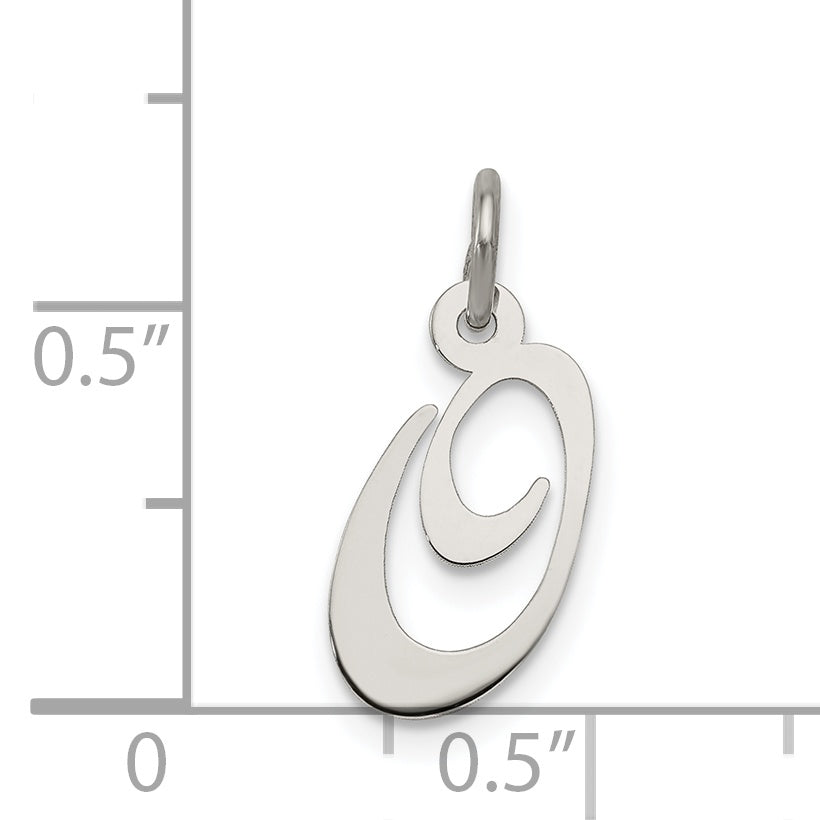 Sterling Silver Rhodium-Plated Fancy Script Letter O Initial Charm