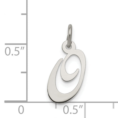 Sterling Silver Rhodium-Plated Fancy Script Letter O Initial Charm