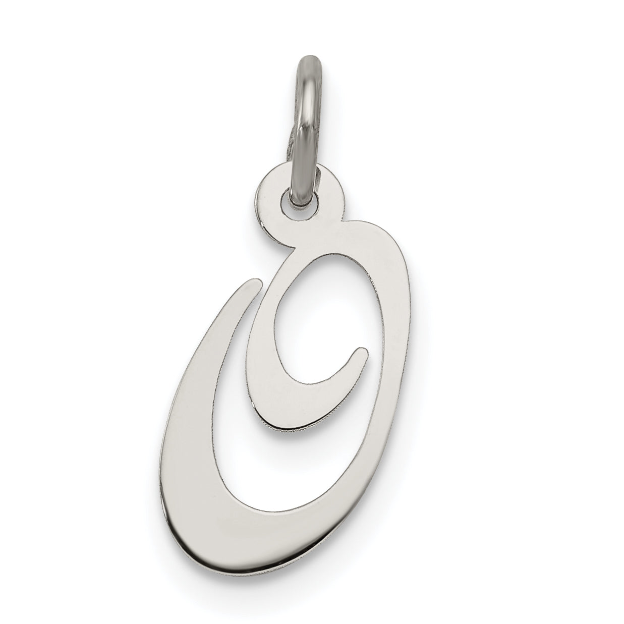 Sterling Silver Rhodium-Plated Fancy Script Letter O Initial Charm